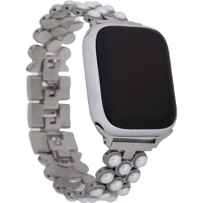 Saachi Faux Pearl Orb Chain Link Apple Watch® Watchband In Metallic