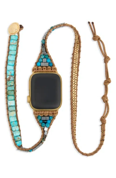 Saachi Bohemian Turquoise Stone Apple Watch® Watchband In Gold