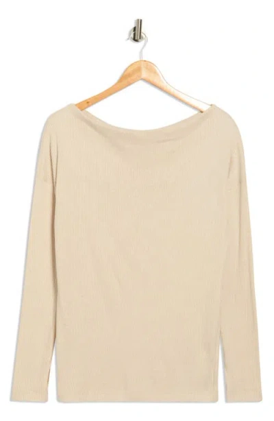 Renee C Off The Shoulder Long Sleeve Rib Knit Top In Neutral