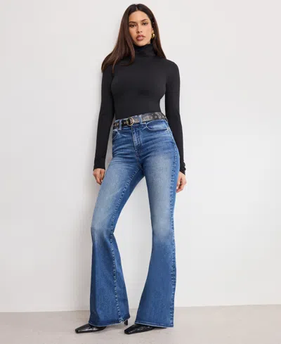 Good American Weightless Scuba Turtleneck Top In Black