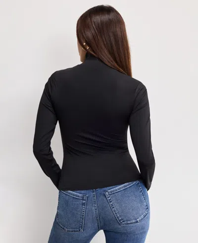 Good American Weightless Scuba Turtleneck Top In Black