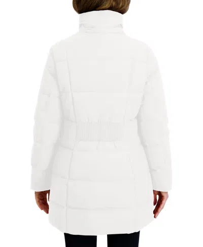 Nautica Women's Faux-fur-trim Hooded Puffer Coat In White
