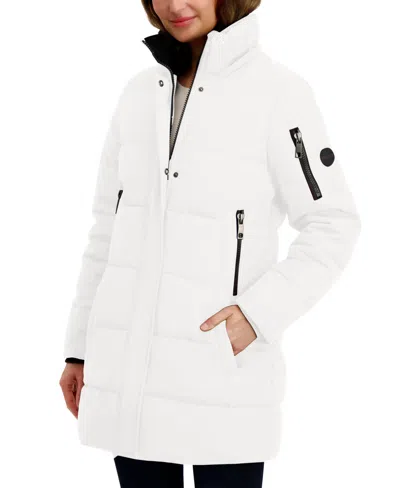 Nautica Women's Faux-fur-trim Hooded Puffer Coat In White