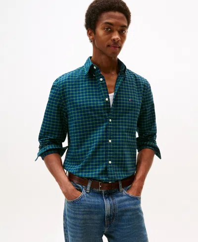 Tommy Hilfiger Men's Heritage Oxford Seasonal Check Long Sleeve Shirt In Blue
