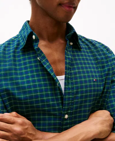 Tommy Hilfiger Men's Heritage Oxford Seasonal Check Long Sleeve Shirt In Blue