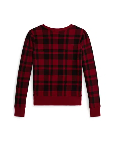 Polo Ralph Lauren Ralph Lauren Plaid Polo Bear Fleece Sweatshirt In Burgundy