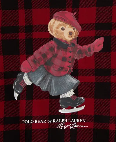Polo Ralph Lauren Ralph Lauren Plaid Polo Bear Fleece Sweatshirt In Burgundy