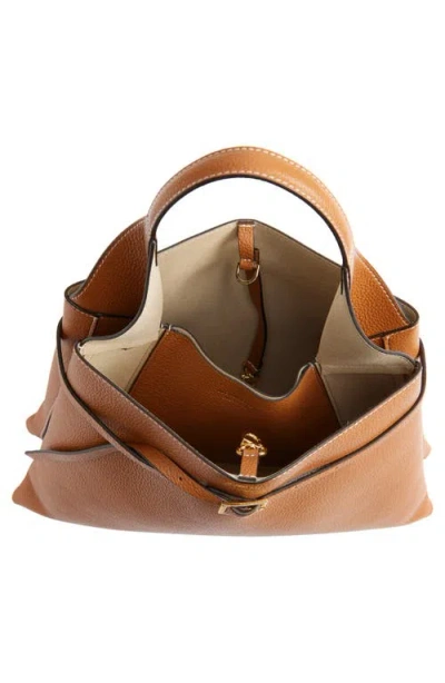 Ree Projects Mini Clare Belted Soft Pebble Grain Leather Tote In Brown