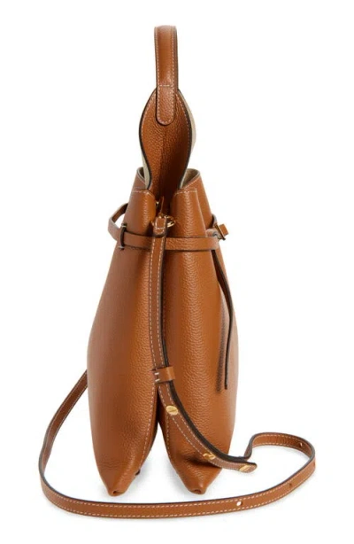 Ree Projects Mini Clare Belted Soft Pebble Grain Leather Tote In Brown