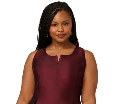 Adrianna Papell Plus Size Scoop Neck With Notch Midi Dress In Brown