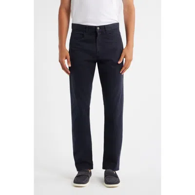 Canali Regular Fit 5-pocket Cotton Stretch Twill Pants In Blue