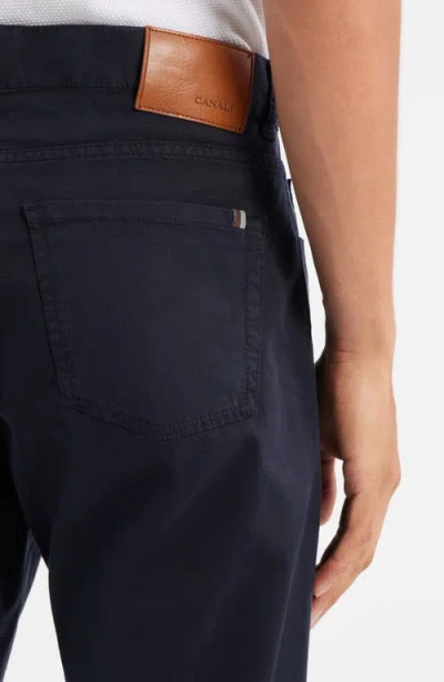 Canali Regular Fit 5-pocket Cotton Stretch Twill Pants In Blue