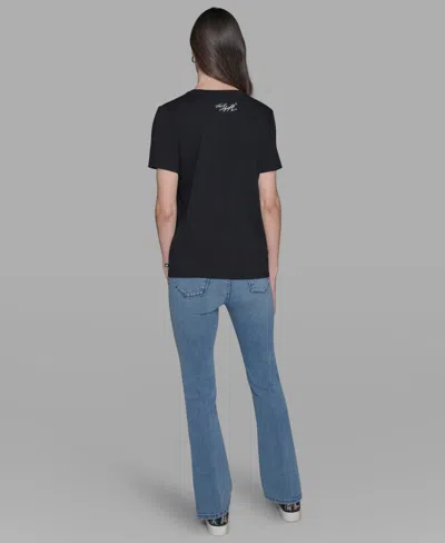 Karl Lagerfeld Women's Sequin Choupette Crewneck T-shirt In Blue