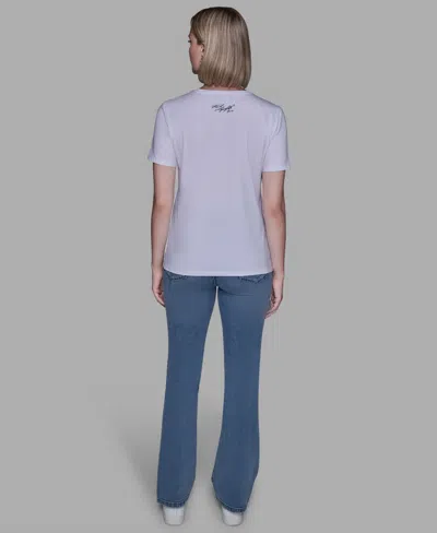 Karl Lagerfeld Women's Oui X3 Logo Detail T-shirt In White