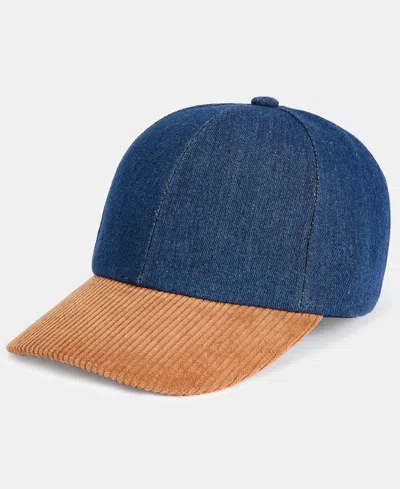 On 34th Denim & Corduroy Baseball Cap, Macy's Exclusive In Blue