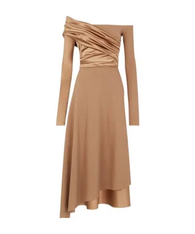 Fendi Pleated Dress In Brown