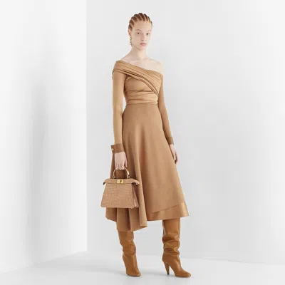 Fendi Pleated Dress In Brown