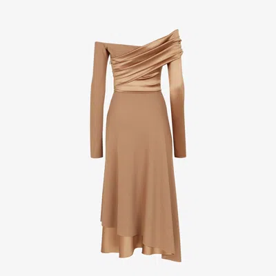 Fendi Pleated Dress In Brown