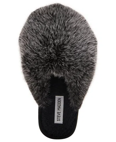 Steve Madden Poof Faux Fur Mule Slipper In Grey, Women's At Urban Outfitters In Multi