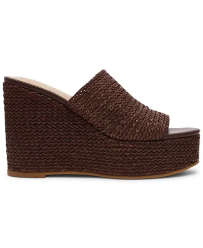 Steve Madden Women's Cassi Platform Wedge Slides In Brown