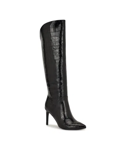 Nine West Womens Razla Tall Wide Calf Stiletto Dress Boots In Black