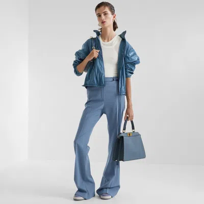Fendi Blue Wool Gabardine Trousers In Blue