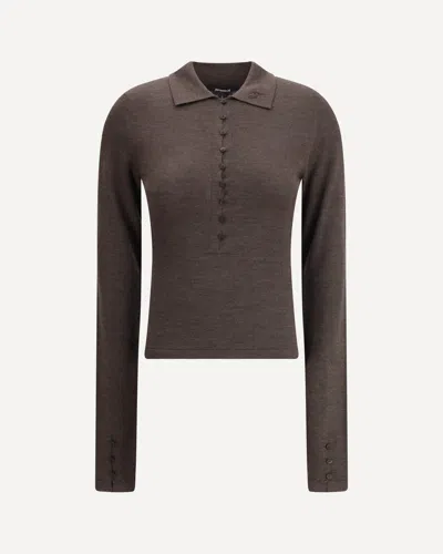 Jacquemus Women Merino Wool Polo Shirt In Brown