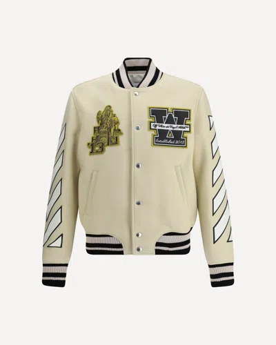Off-white Mens Frozen Dew Lion Varsity Patches Wool-blend Jacket In Multi