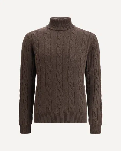 Aragona Cashmere Braided Turtleneck Sweater In Brown
