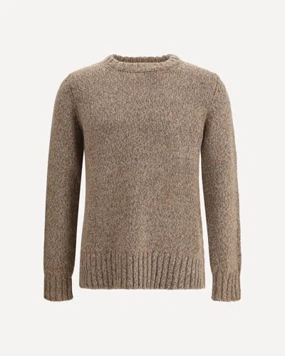 Aragona Cashmere Crewneck Wool Sweater In Brown