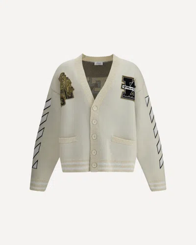 Off-white Lion Varsity Knit Cardigan In White