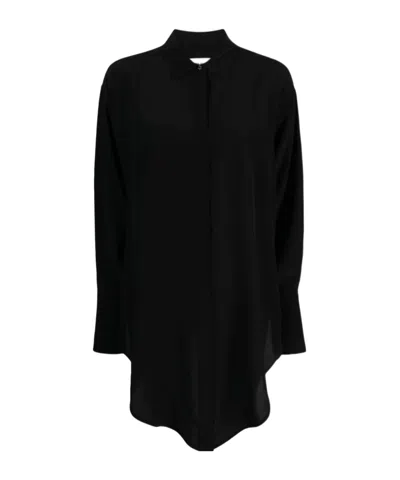 Victoria Beckham Lapel Button Shirt In Black