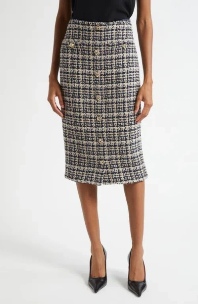 L'agence Tai Button Front Midi Skirt In Multi