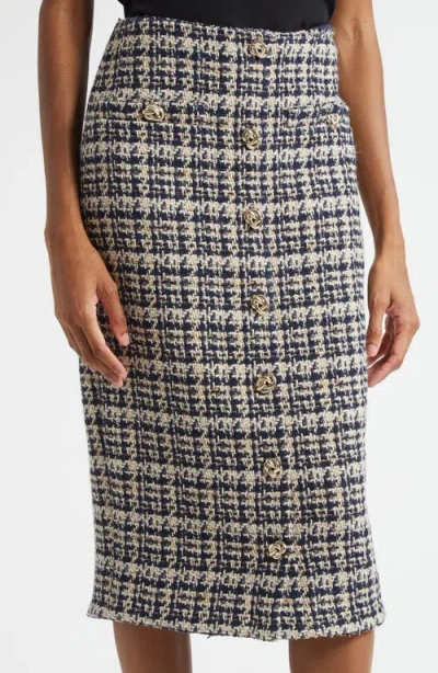 L'agence Tai Button Front Midi Skirt In Multi