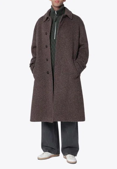 Golden Goose Db Essential Wool-blend Coat In Brown