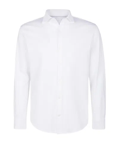 Eleventy Contrasting-trim Cotton Shirt In White