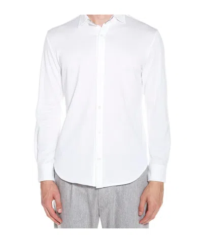 Eleventy Contrasting-trim Cotton Shirt In White