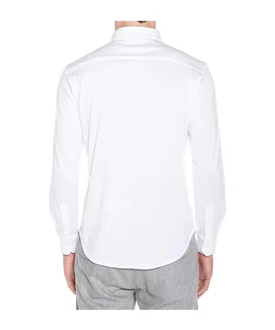 Eleventy Contrasting-trim Cotton Shirt In White