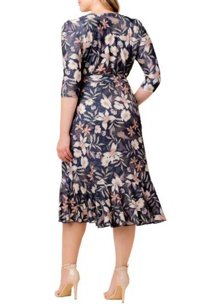 Kiyonna Flirty Flounce Wrap Dress In Multi