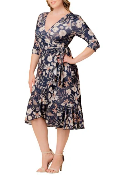 Kiyonna Flirty Flounce Wrap Dress In Multi