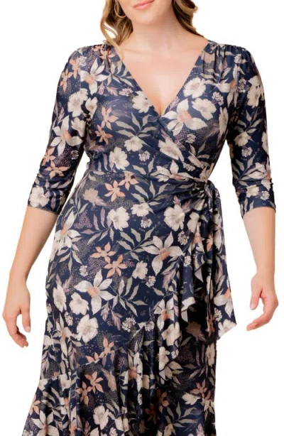 Kiyonna Flirty Flounce Wrap Dress In Multi