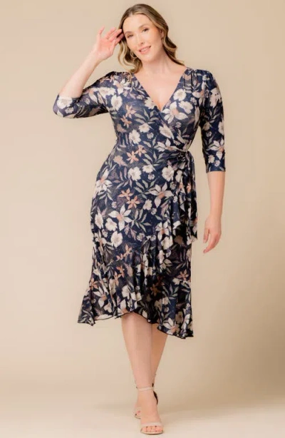 Kiyonna Flirty Flounce Wrap Dress In Multi