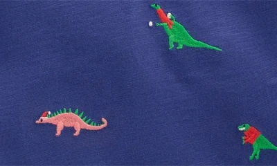 Mini Boden Kids' Embroidered Slub Polo In Blue