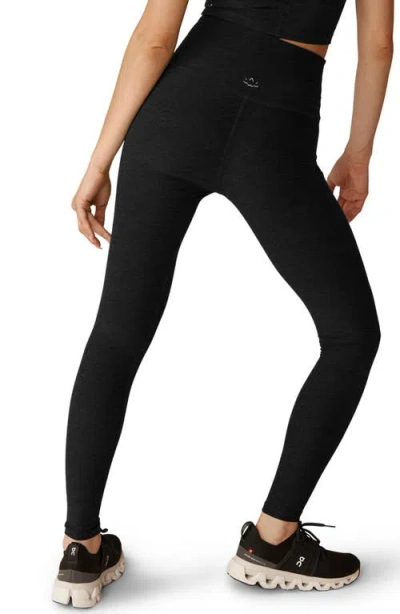 Beyond Yoga Impulse Ribbed High Waisted Midi Leggings In Black Onyx In Black