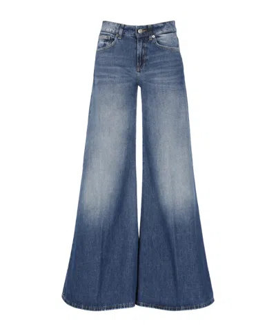 Dondup Wide Leg Pants In Blue