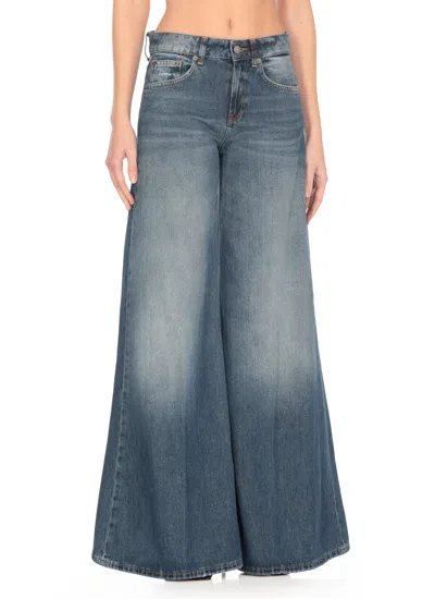 Dondup Wide Leg Pants In Blue