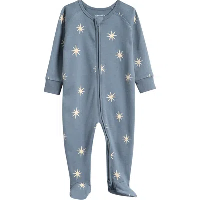 Pehr Print Rib Organic Cotton Footie In Gray