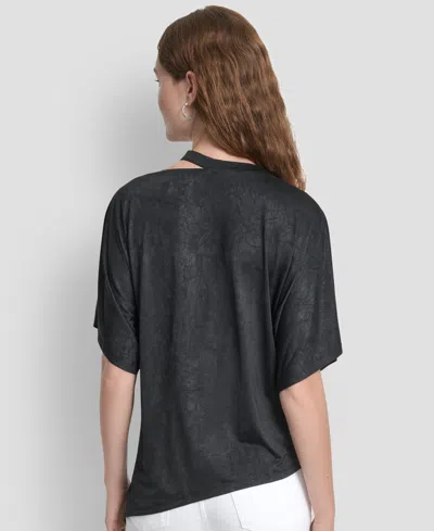 Dkny Grommet Cutout Knit Top In Gray