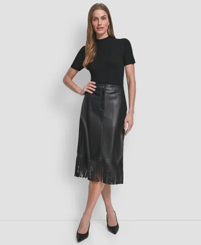 Dkny Women's Fringe Midi Skirt In Black