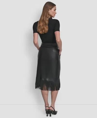 Dkny Women's Fringe Midi Skirt In Black